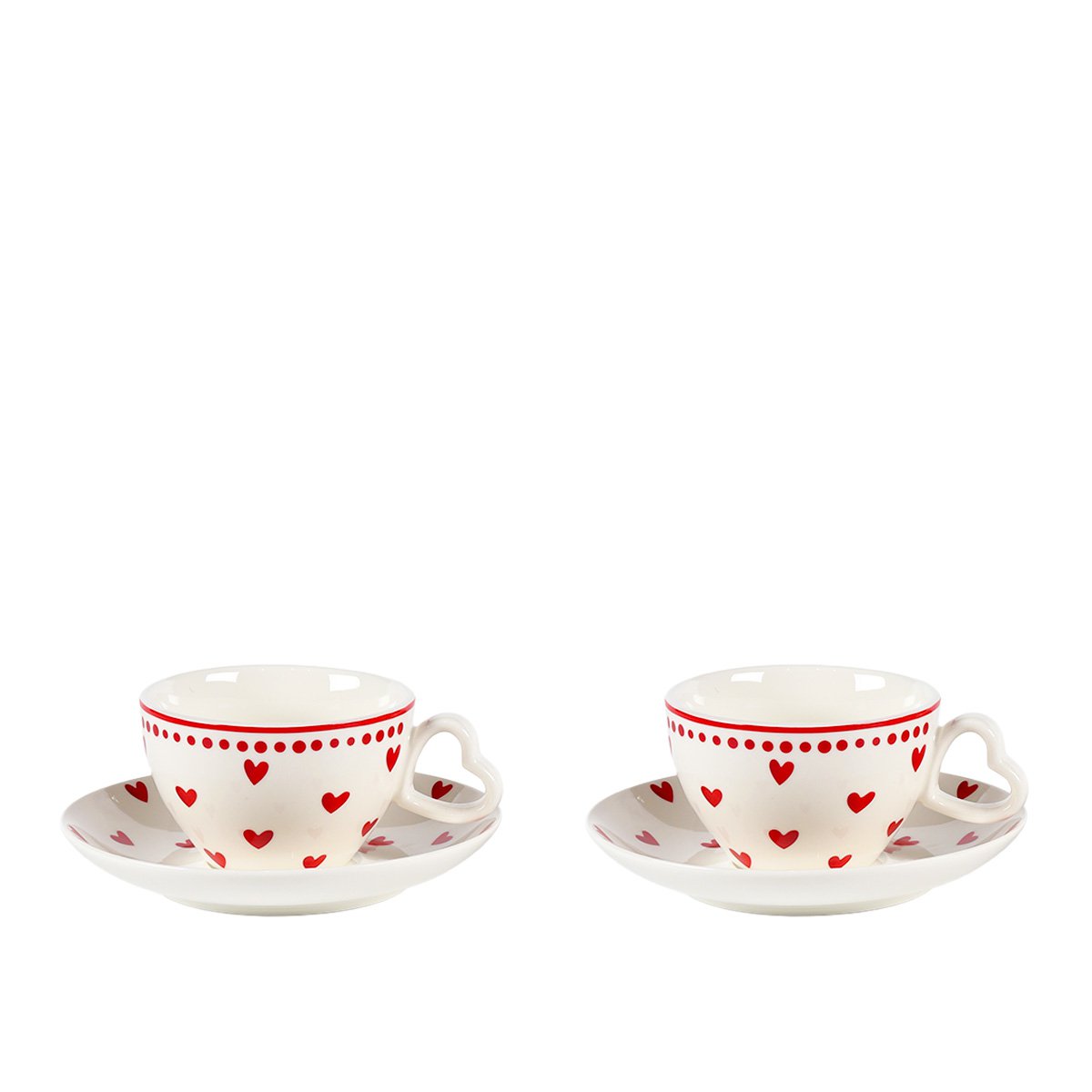 Heart tea cups and saucers - set of 2