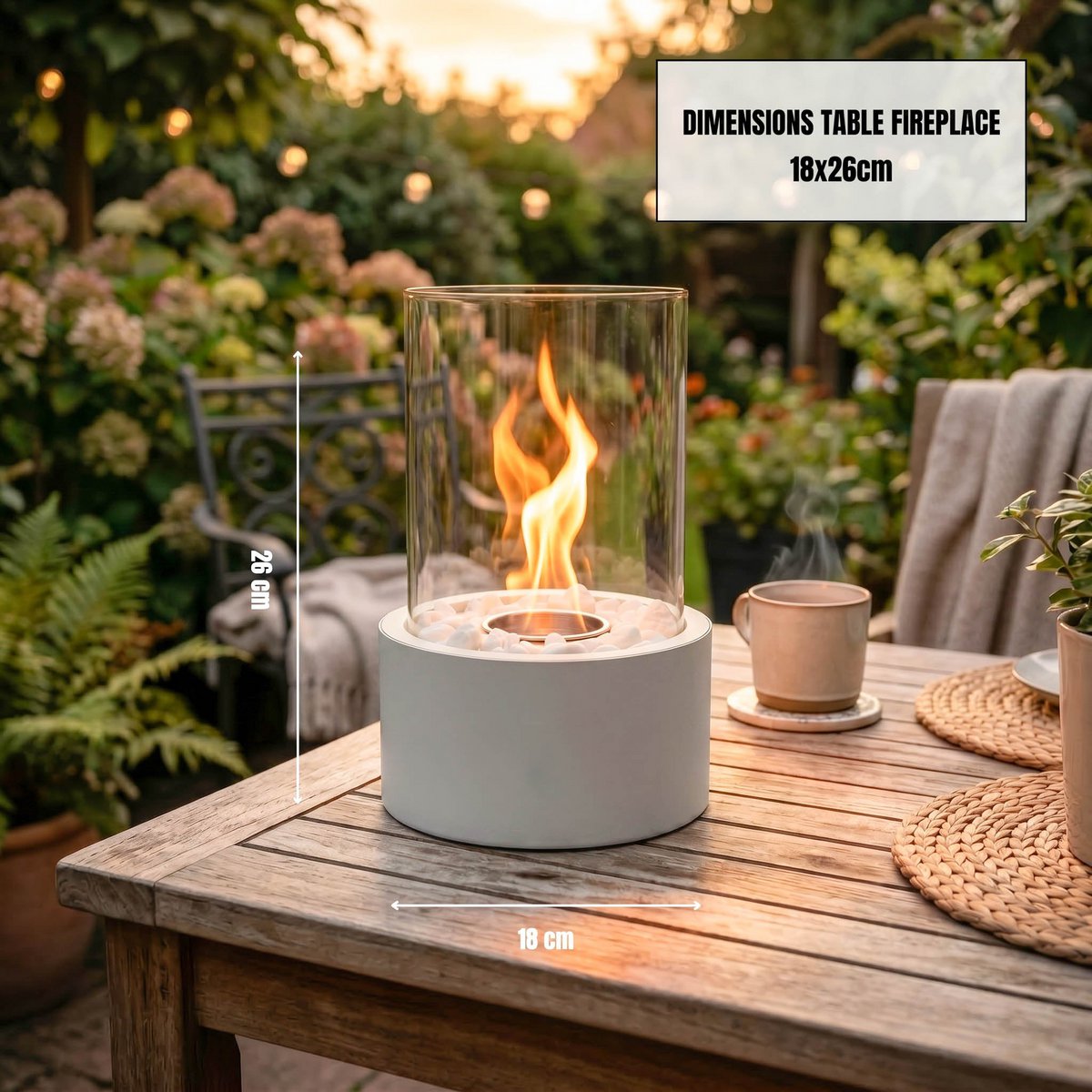 Table Fireplace - Round -Cool Grey - 18x18x26,5cm