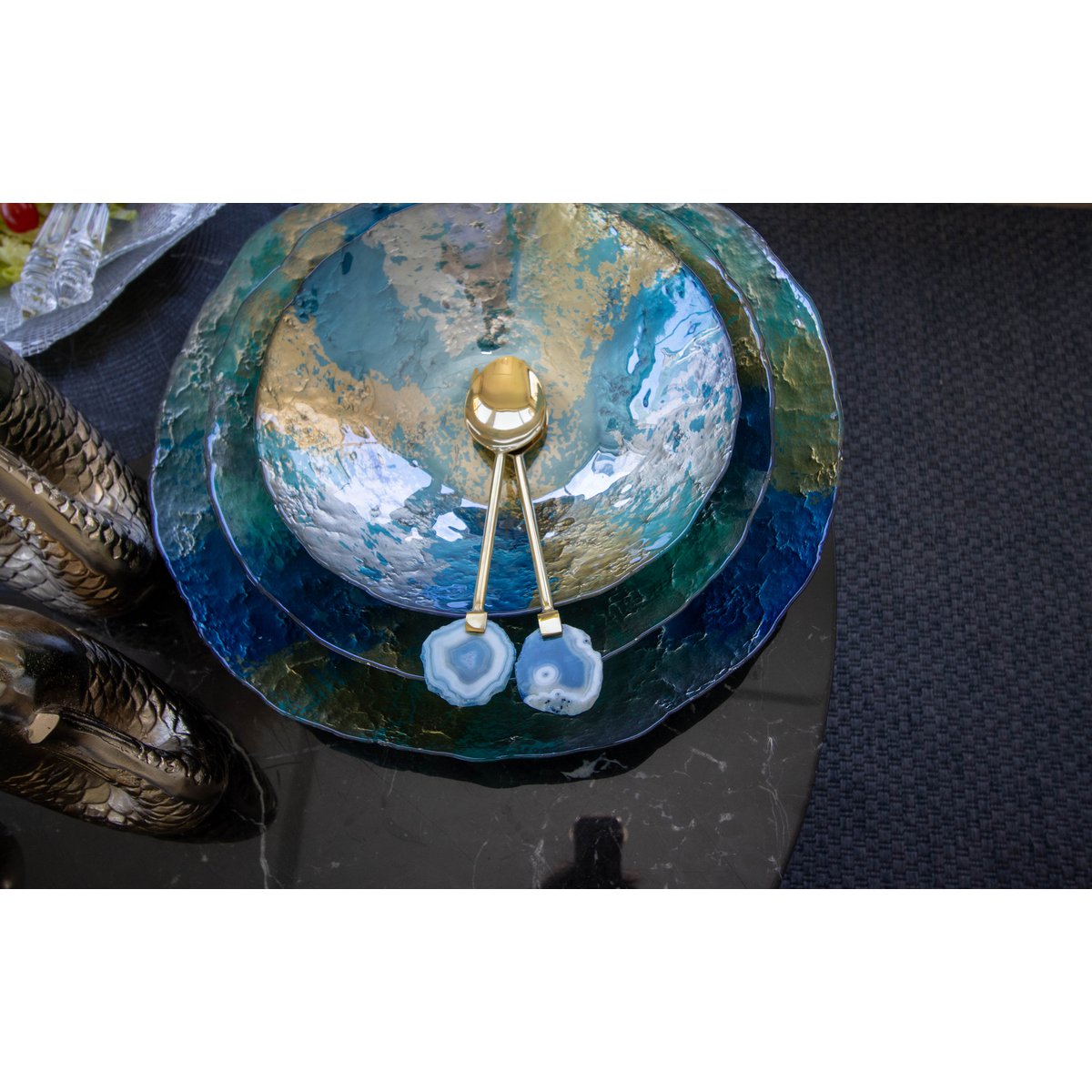 Turquoise and golden cut 50cm