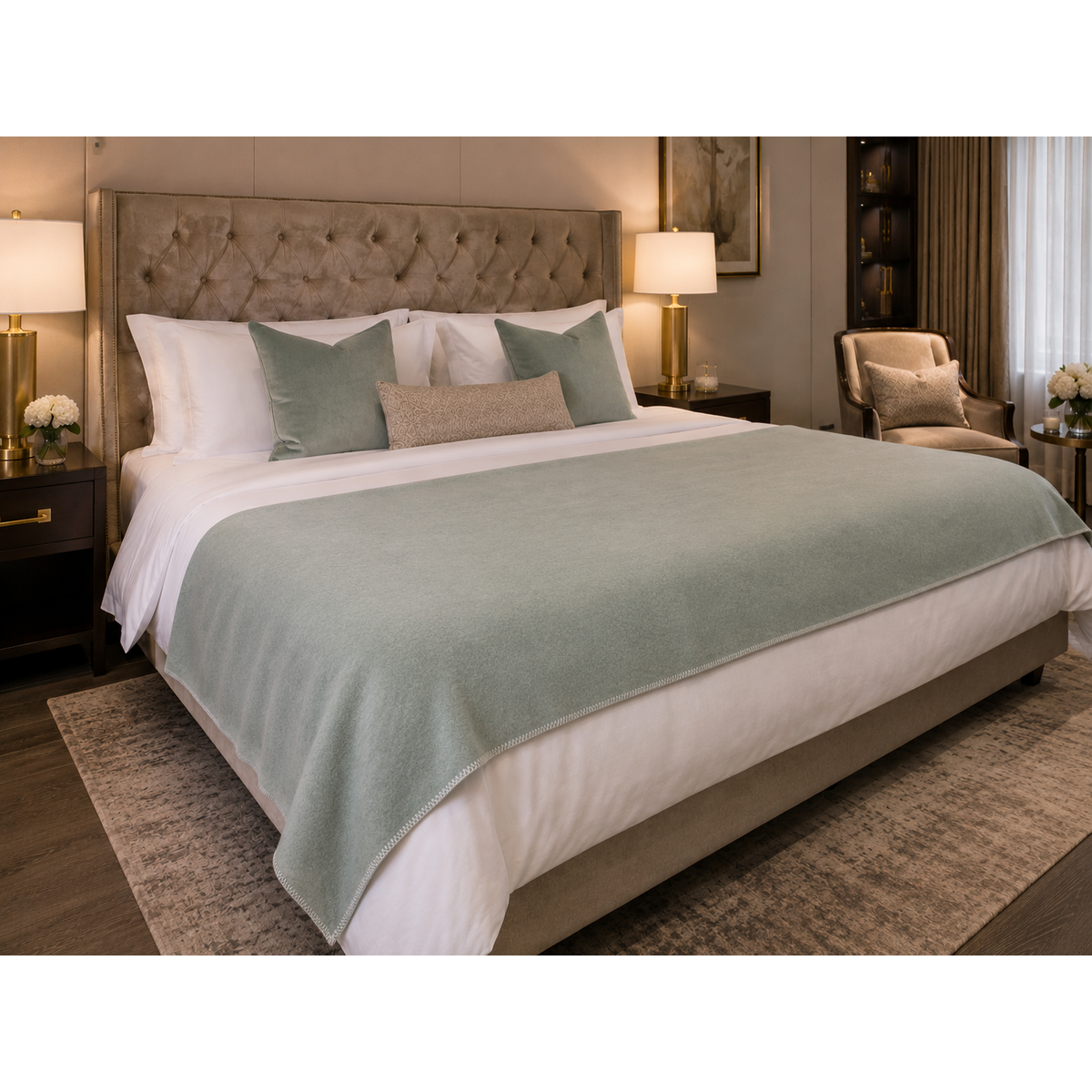 Wool bed runner COOL MINT - 130 x 250 cm