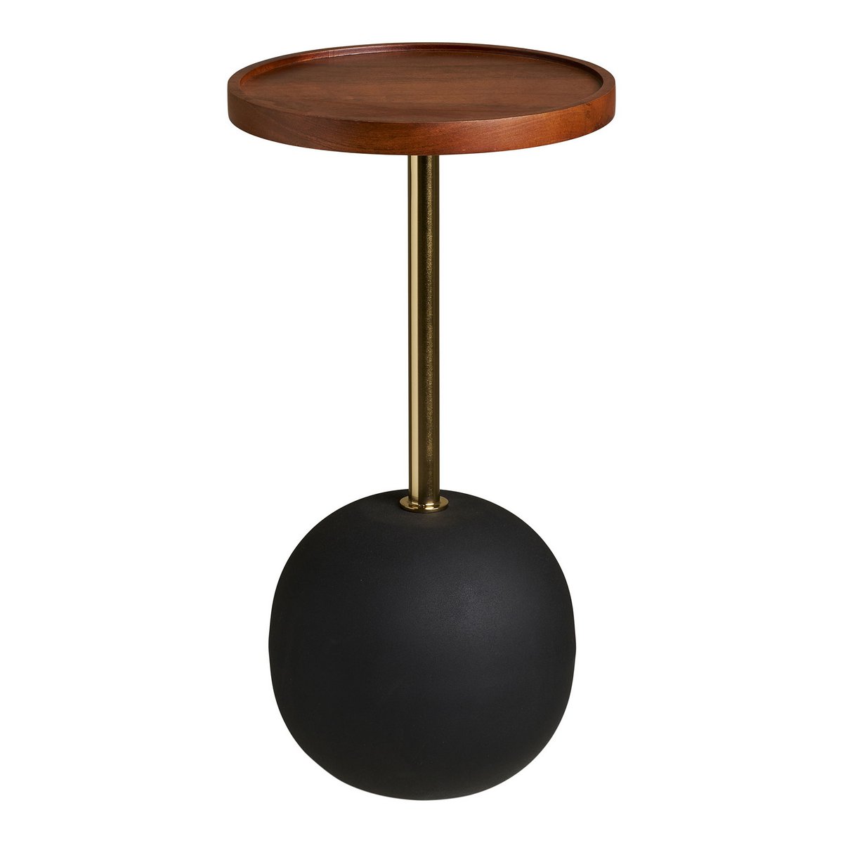 Sirone Side table, mango wood/steel, black/brass look/dark brown, Ø30x56 cm