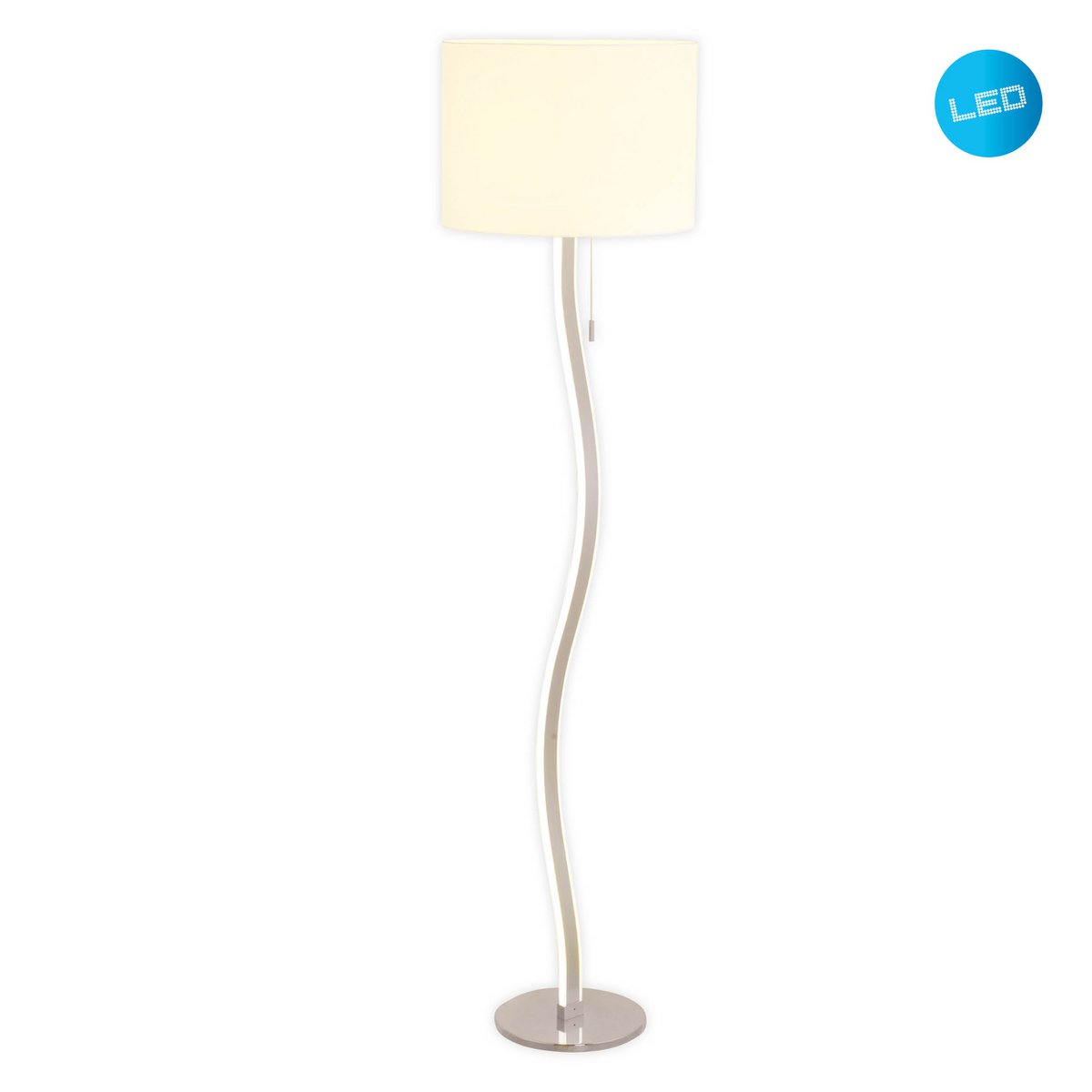 LED-golvlampa "AURELIA" i metall och plast i vitt med fasta LED-lampor, 163 cm hög, belysning för vardagsrum, matsal eller kontor