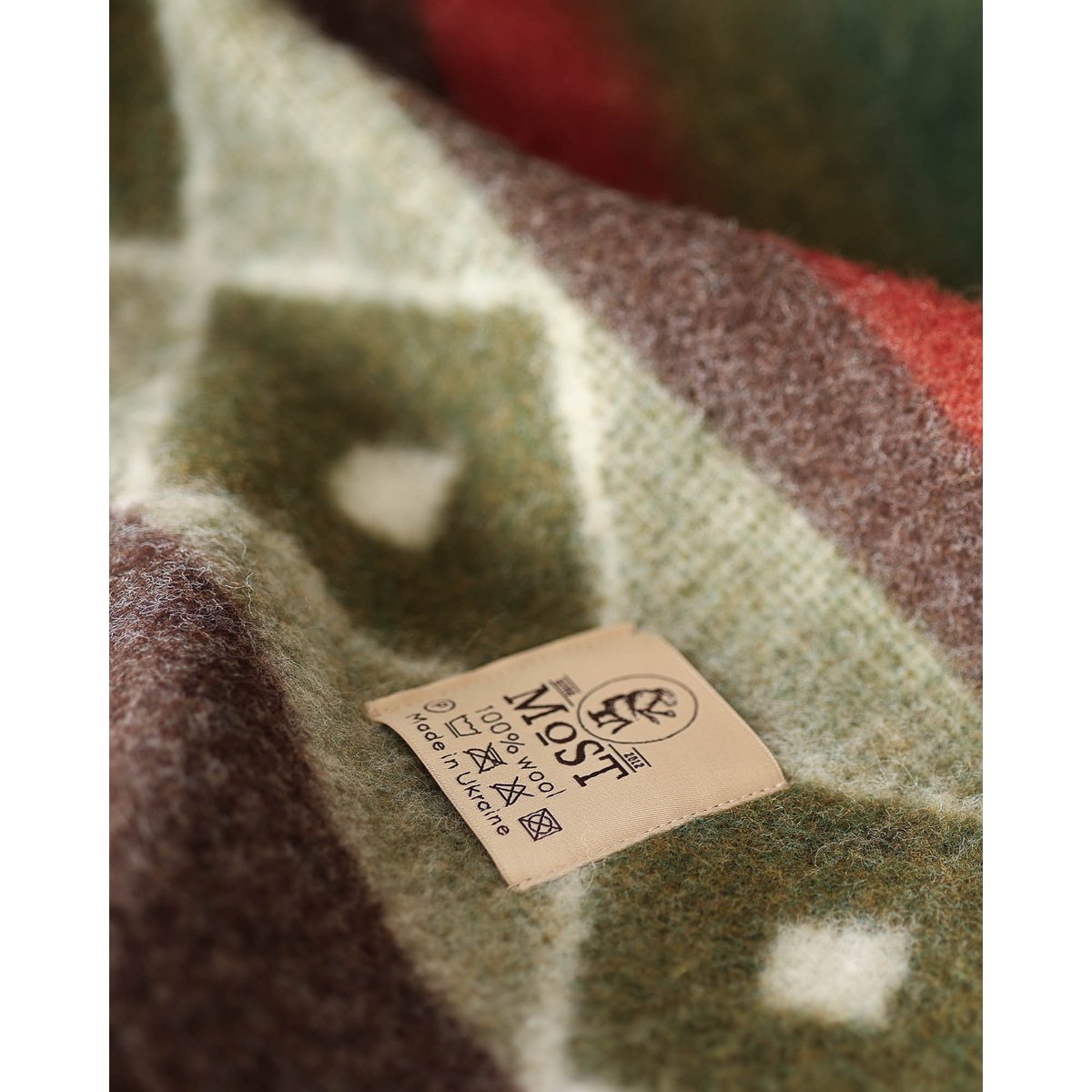 Wool bed Blanket TRIBE - single - green