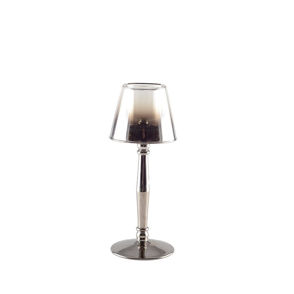 SILVER STANDING CANDLE HOLDER 9.5X9.5X22.5CM