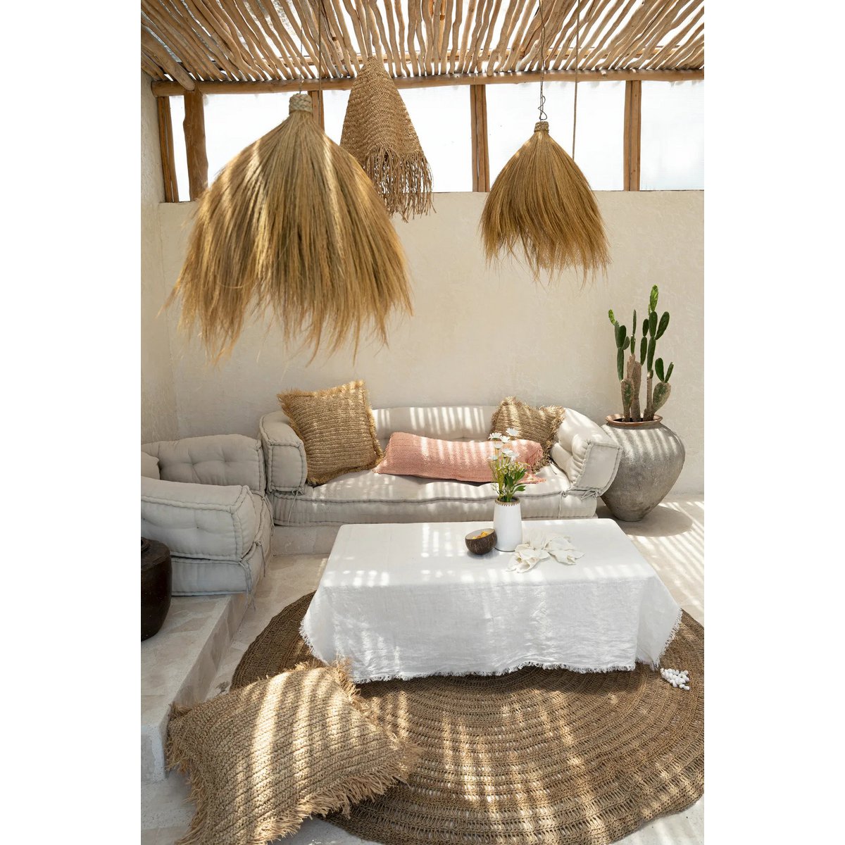 The Raffia Cushion Cover Square - Natural - 60x60