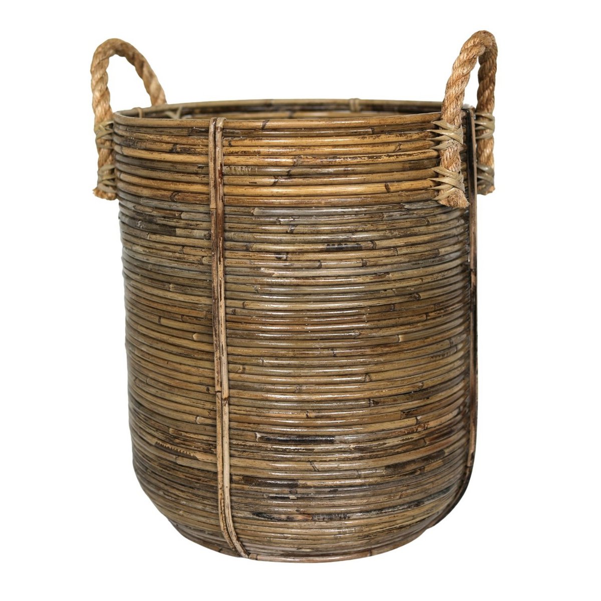 Rattan Laundry Basket Round – Rattan Plant Basket – Large Boho Basket – Decorative Hamper Handmade from Rattan (2 sizes Ø 35/40 cm) OTERE