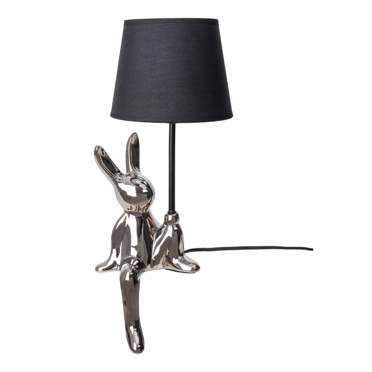Table lamp "Helge" Ø 18 cm, height approx. 45 cm, made of ceramic in black and silver, black text blades