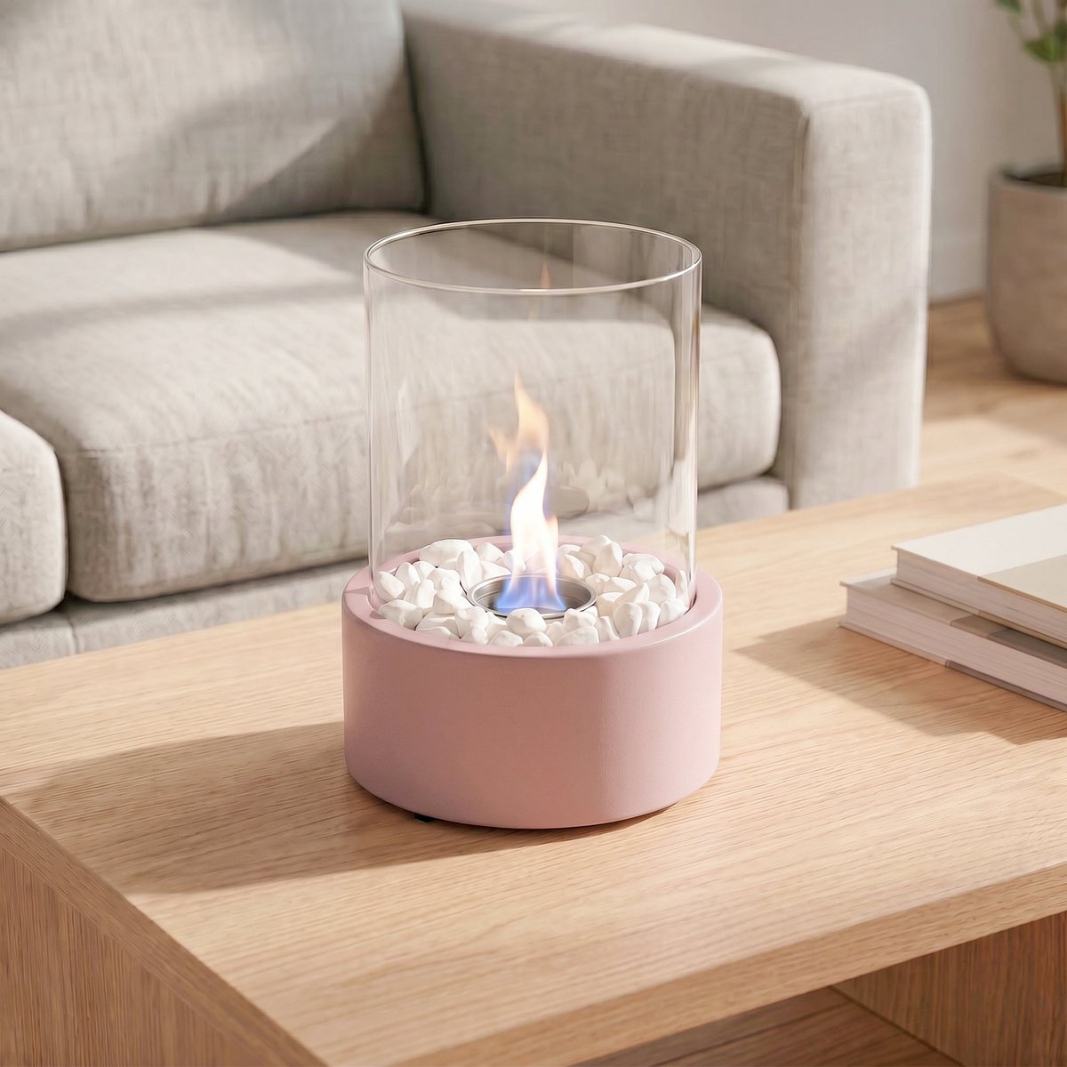 Table Fireplace - Round - Light Pink - 18x18x26,5cm