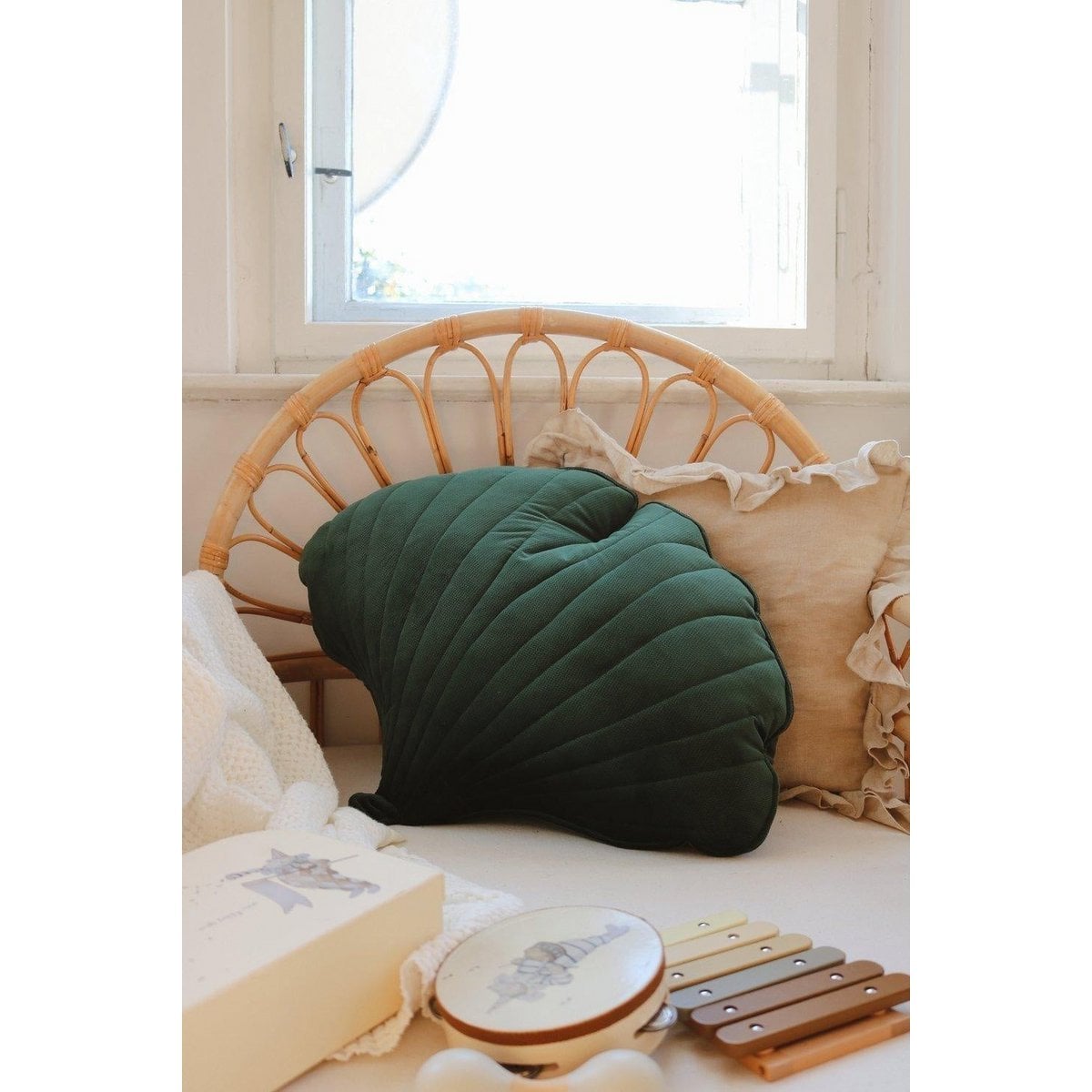 “Green” Velvet Ginkgo Leaf Pillow