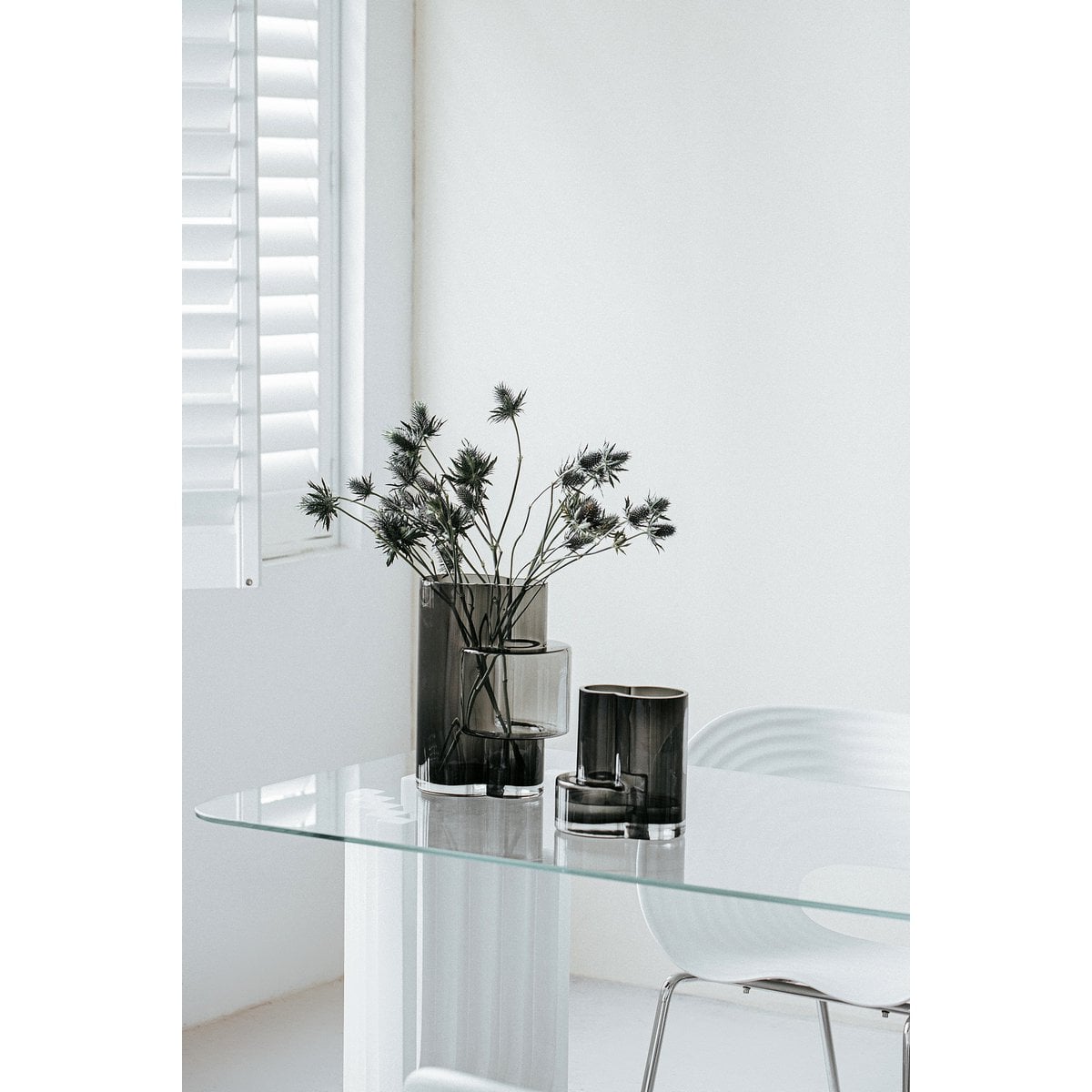 Innovative modernist tall vase, top design, constructivist FUSIO 32 Gray