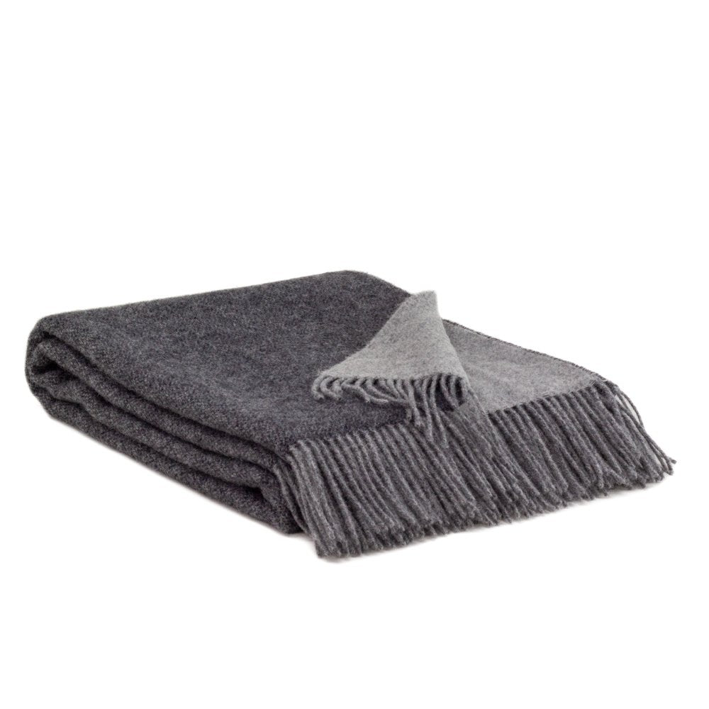 Reversible wool Throw Blanket ONYX