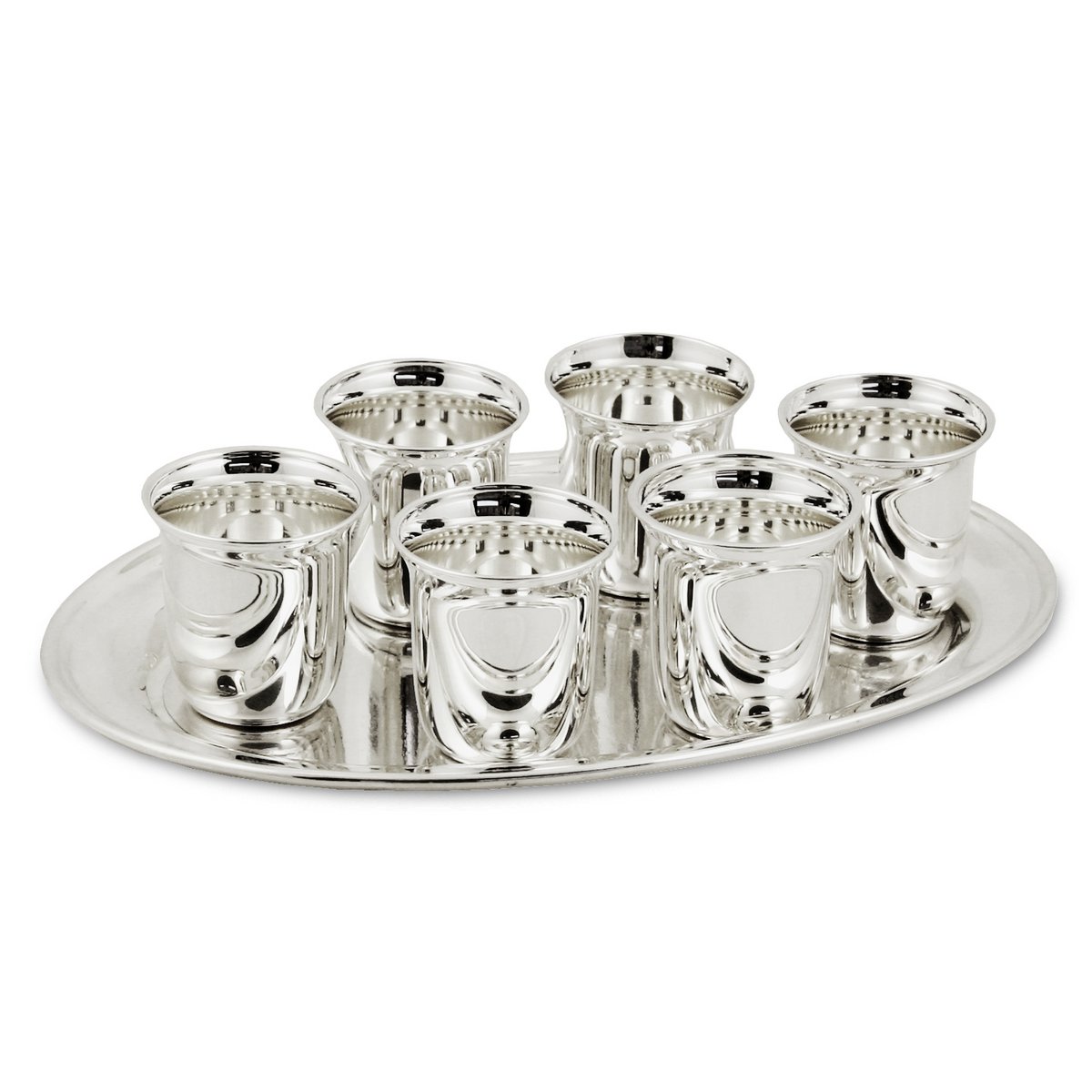 EDZARD 7-piece schnapps set, 6 cups and tray, silver-plated, 22x15 cm, cup H 5 cm, capacity 4 cl