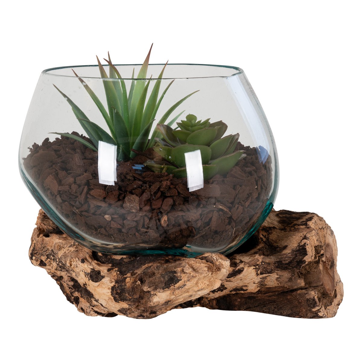San Marino Waterdrop - Natural, Teakwood/Glass/Steel, 15x15x15 cm