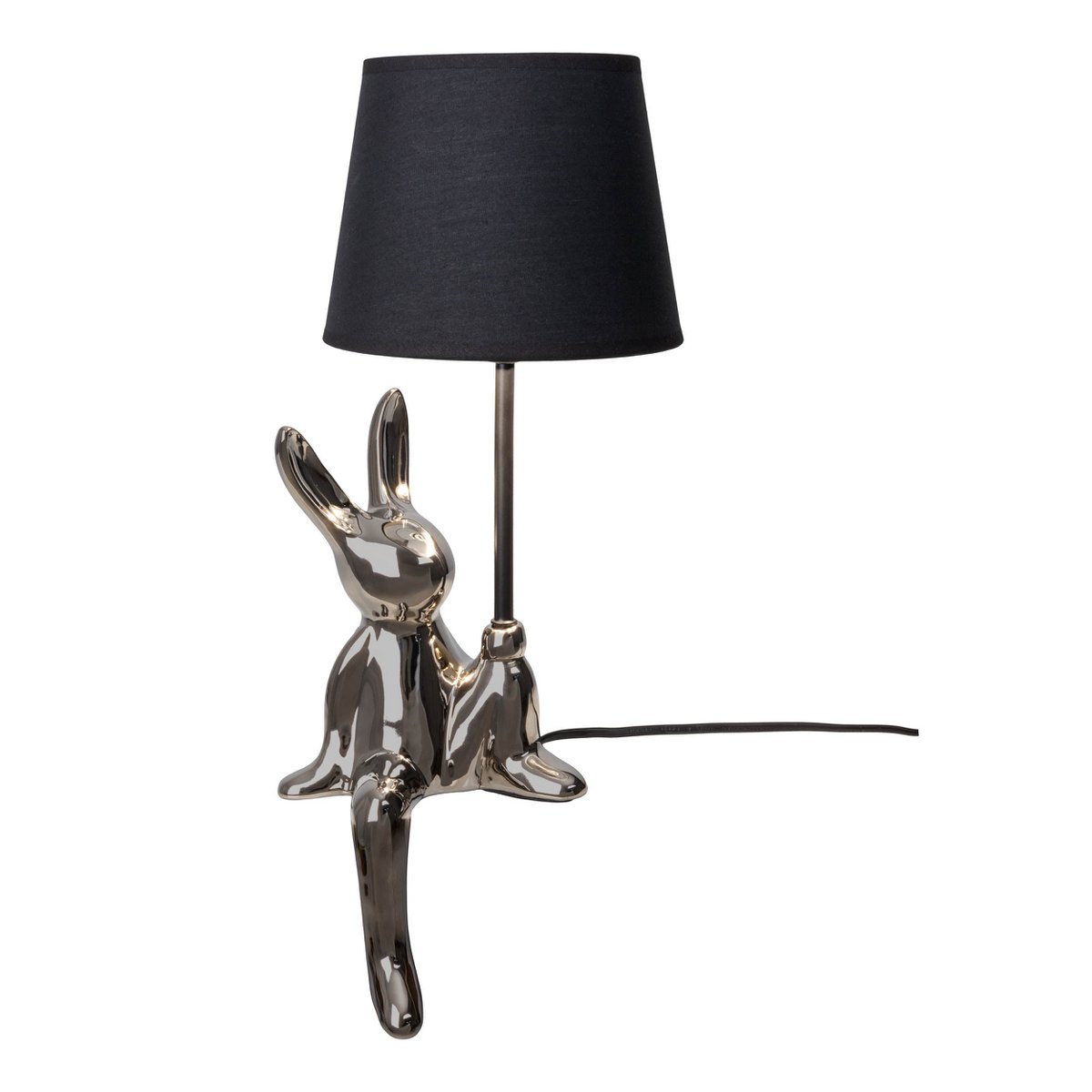 Table lamp "Helge" Ø 18 cm, height approx. 45 cm, made of ceramic in black and silver, black text blades