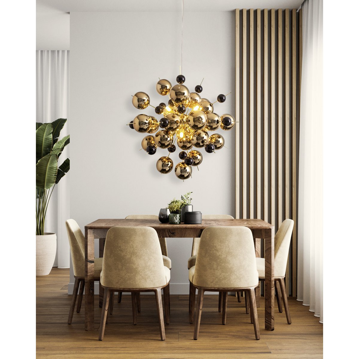 Pendant lamp "explosion" of metal and glass, G9 versions, hanging lamp for dining room, living room, hallway or office, Øca. 65 cm