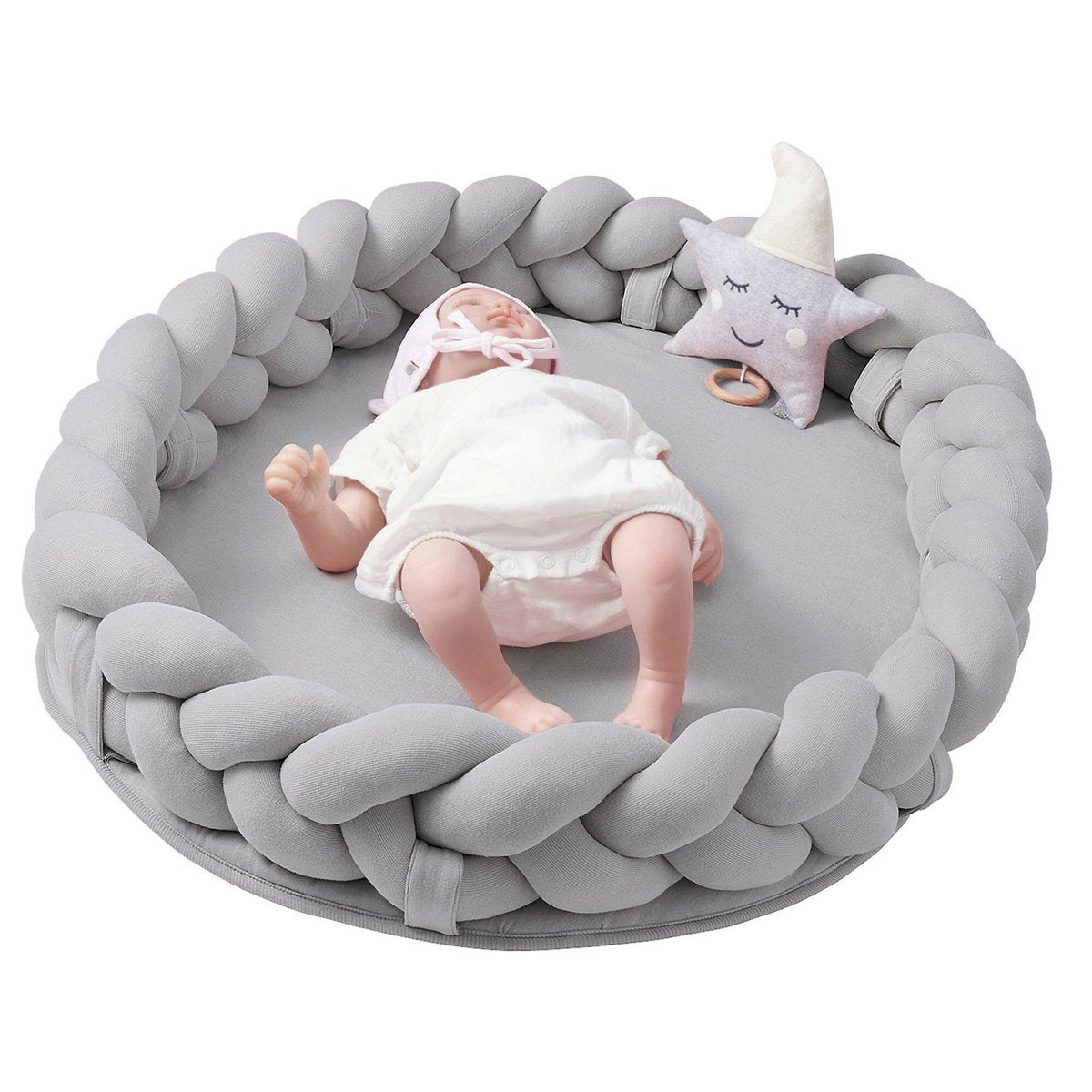 Grey braided cot bumper