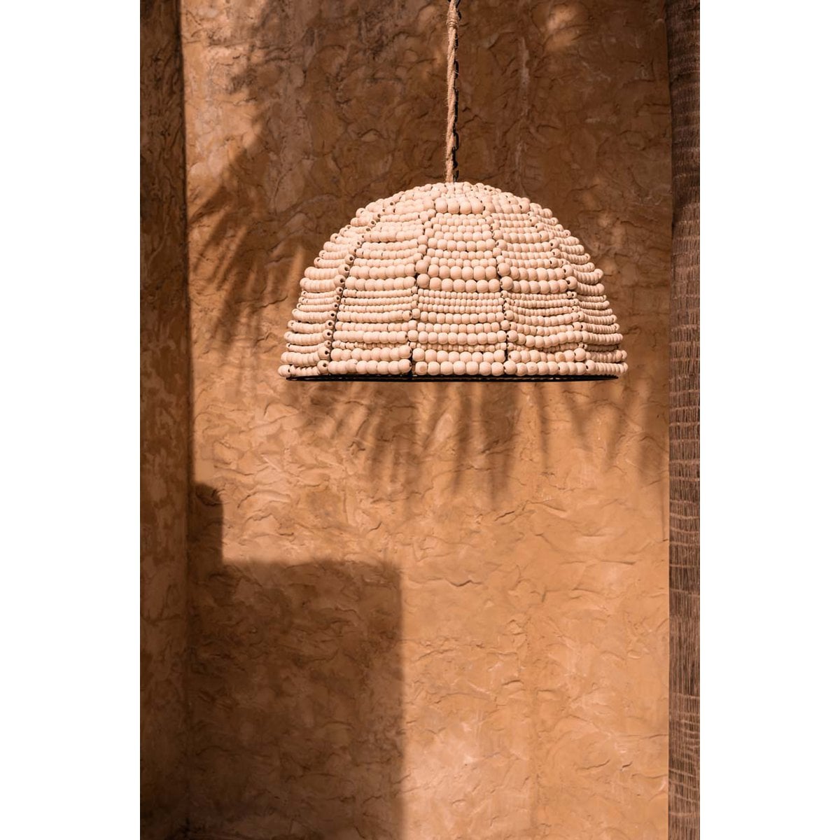 The Wooden Bead Dome Pendant - Natural