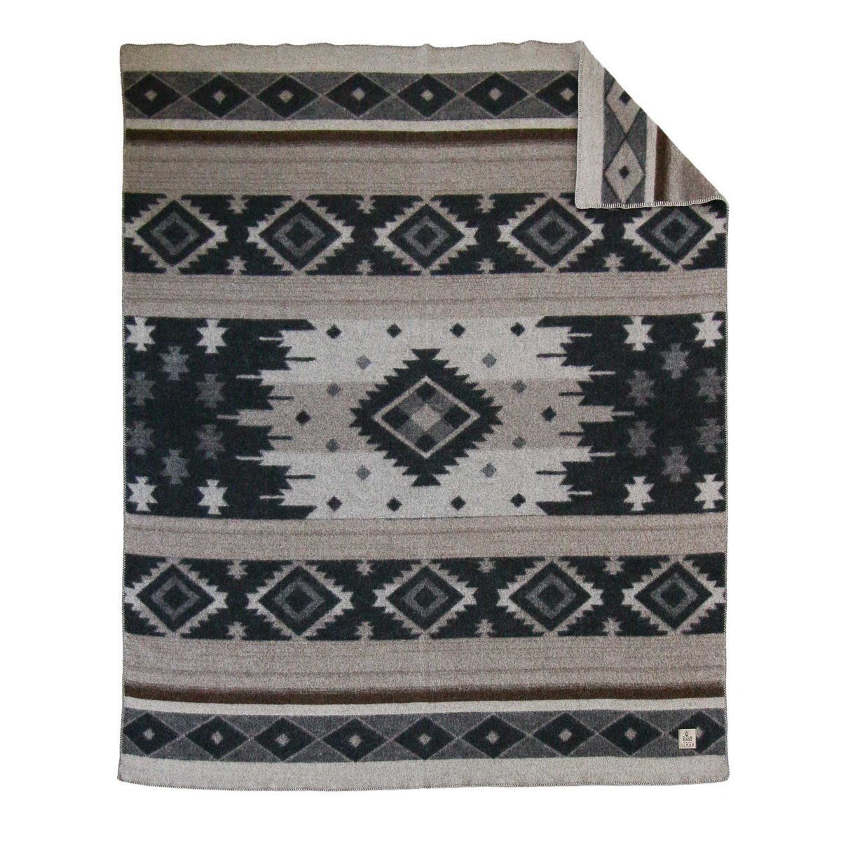 Wool bed Blanket TRIBE - double - beige