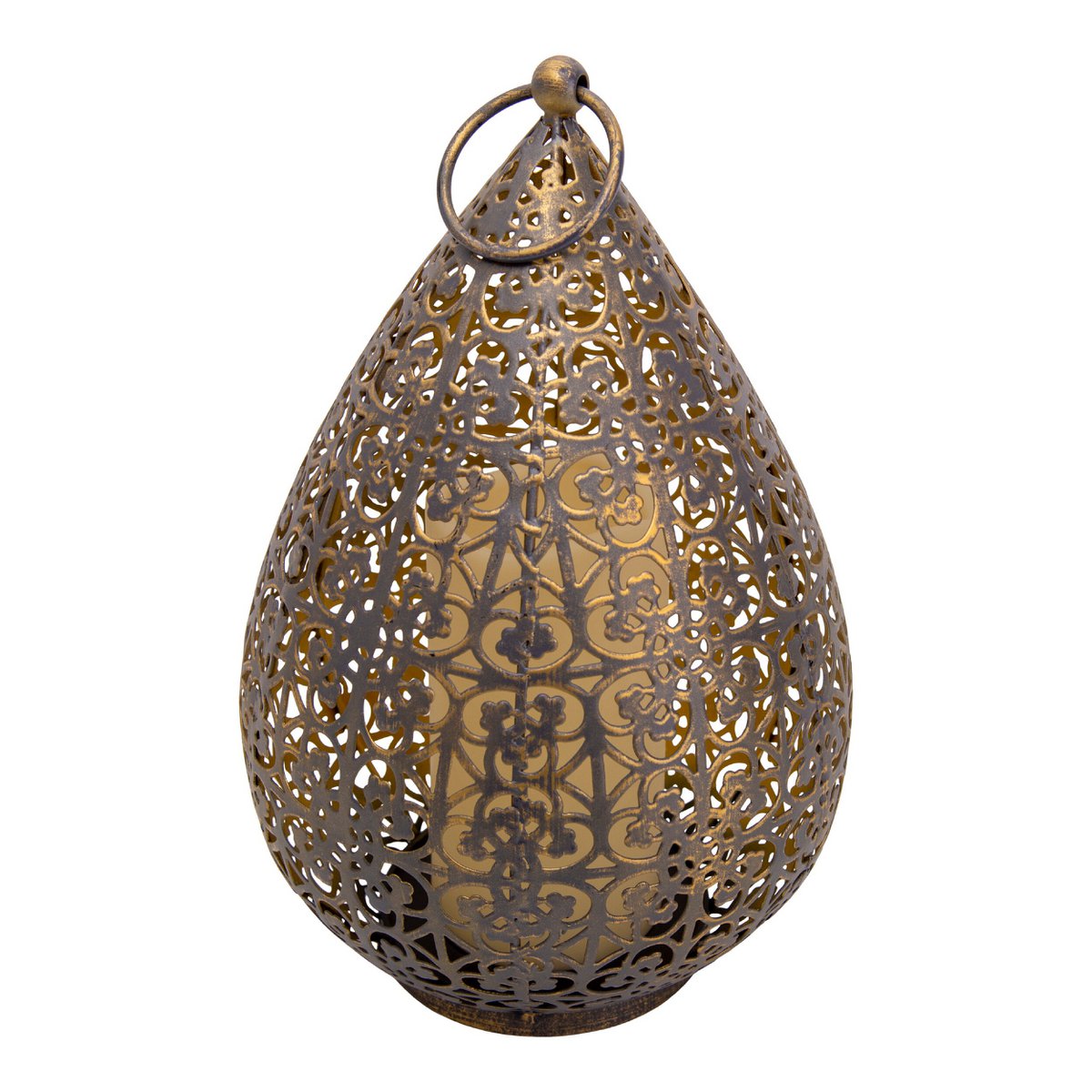 LED decol light 27.8 cm high in antique gold, for outside, made of metal and plastic, with integrated LED