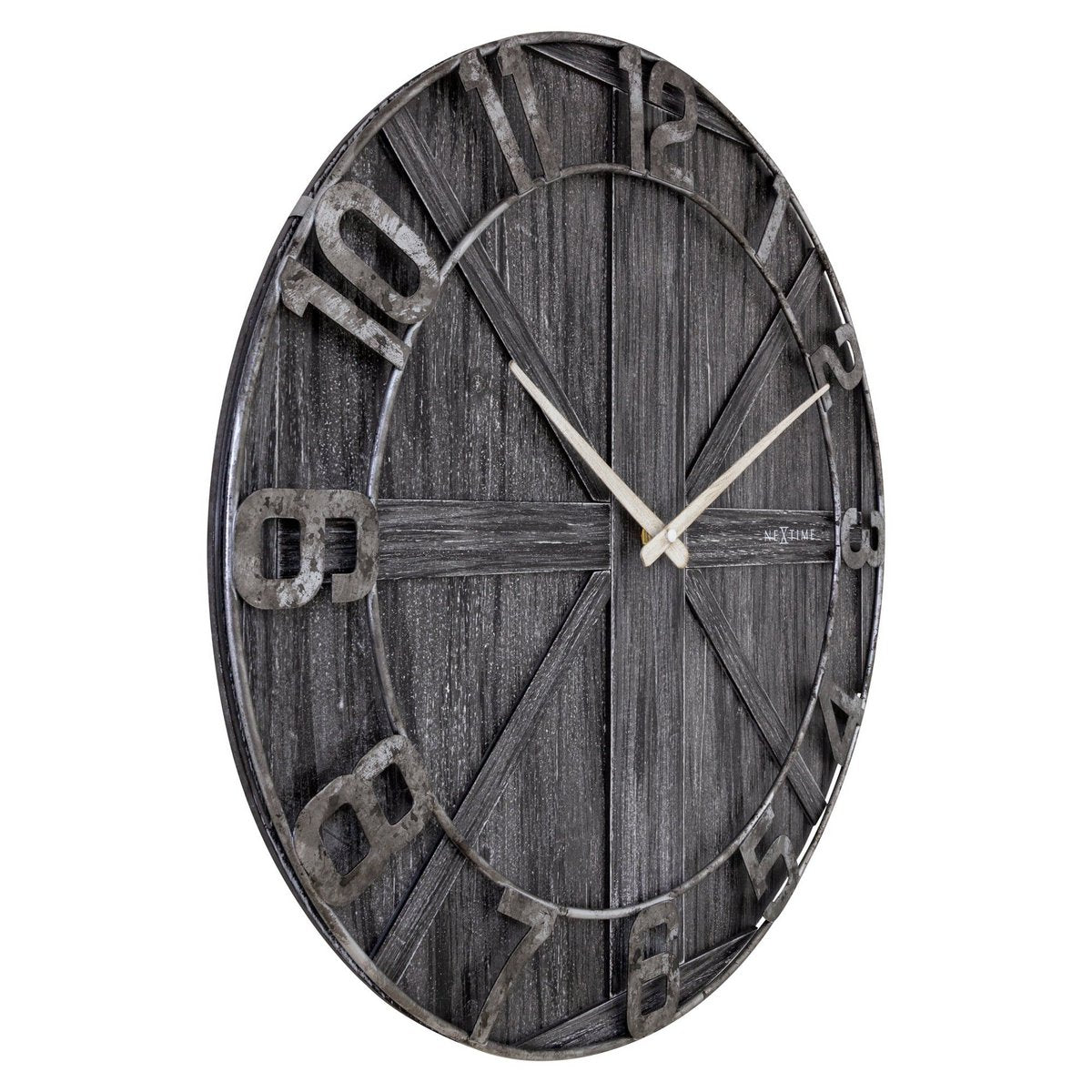 Large wall clock - 50cm - Silent - Wood - Metal - "York"