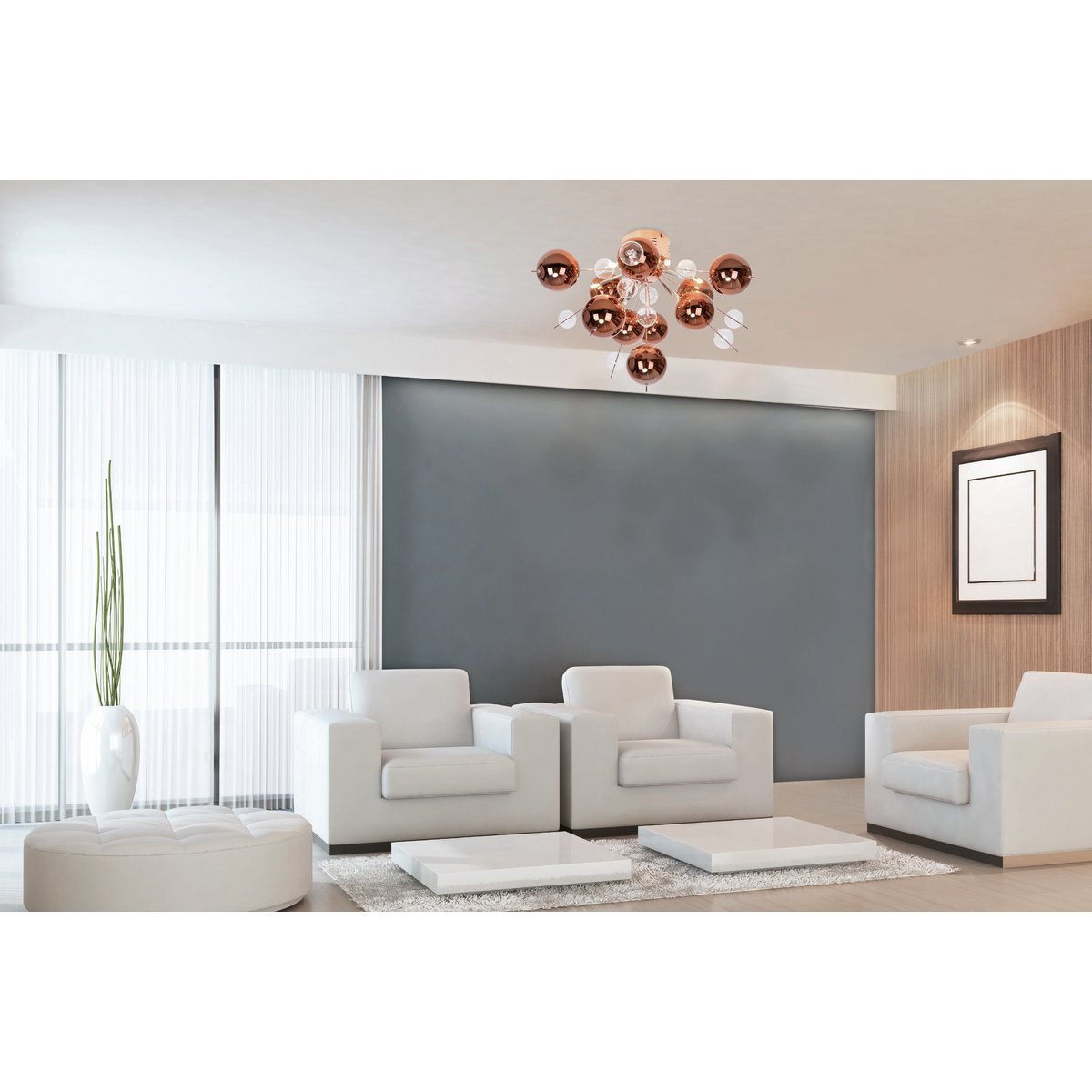 Ceiling light "Explosion" Metal and glass, G9 versions, ceiling lamp for dining room, living room, hallway or office, Ø57 cm