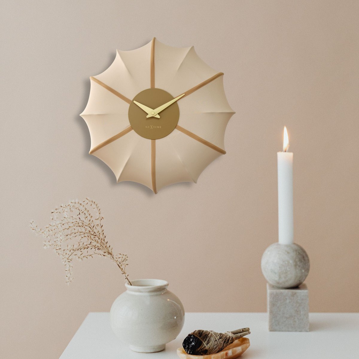 Wall clock 50cm-Silent-Fabric/Metal-NeXtime 'Ultimo'