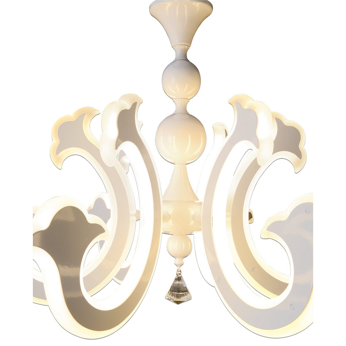 LED crown "Ludwig" white Ø 66cm, with firmly installed LEDs, metal in white