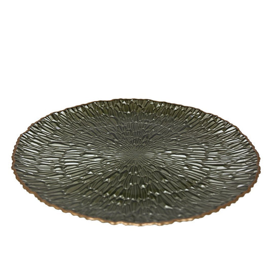 Grön assiett med 33 cm förgylld kant