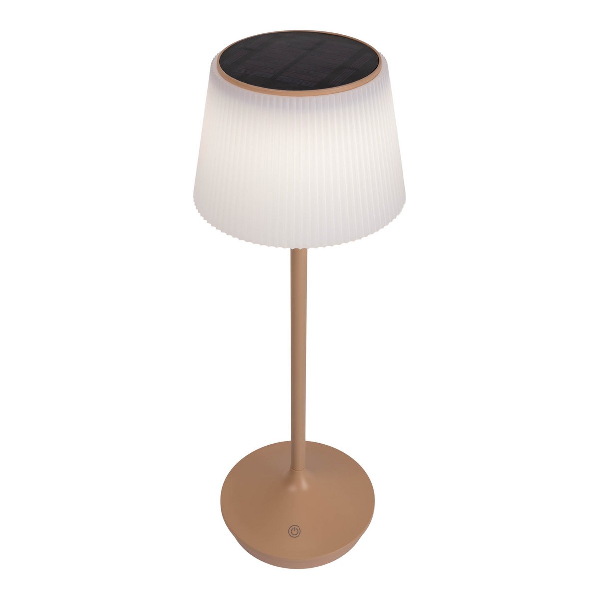 Solar battery lamp "Emmi" 38 cm high, umbrella Ø 13 cm, metal in almond and white plastic, for the outdoor area, dimmable CCT.