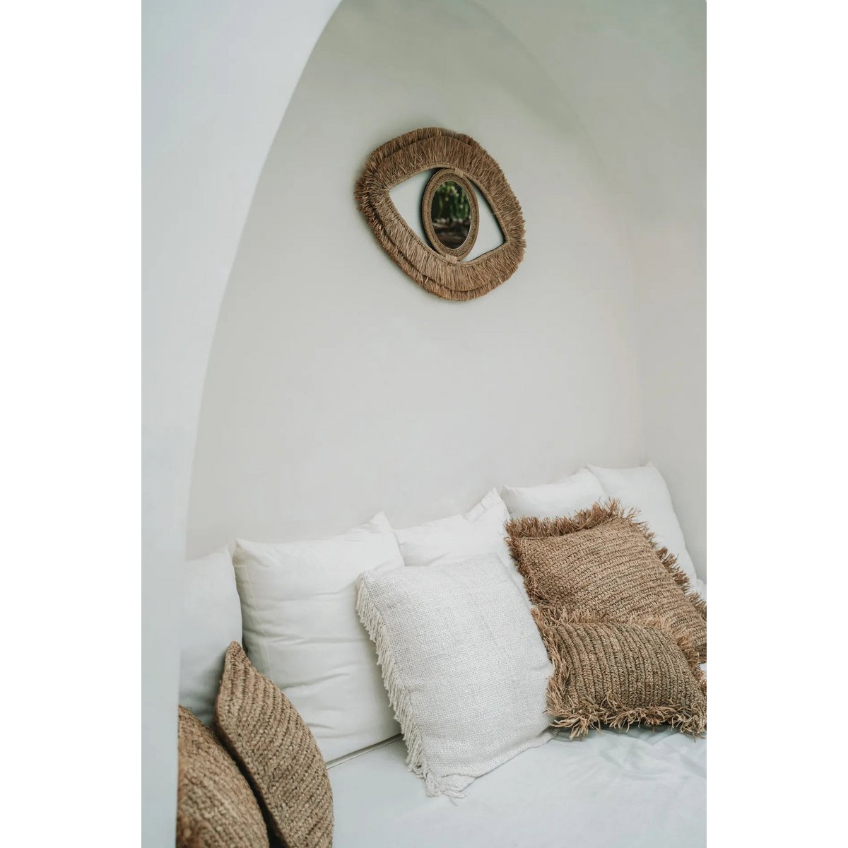 Raffia Eye Mirror - Natur - M