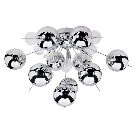 Taklampa "explosion" krom tillverkad av metall och glas, G9-versioner, taklampa för matsal, vardagsrum, hall eller kontor, Ø57 cm
