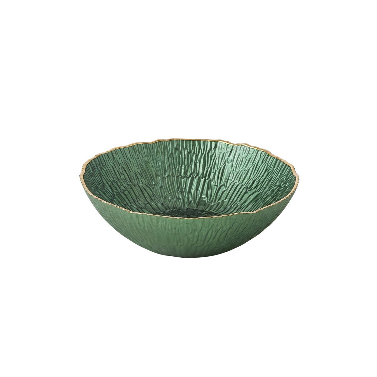 Emerald green bowl with gold edge 32.5cm