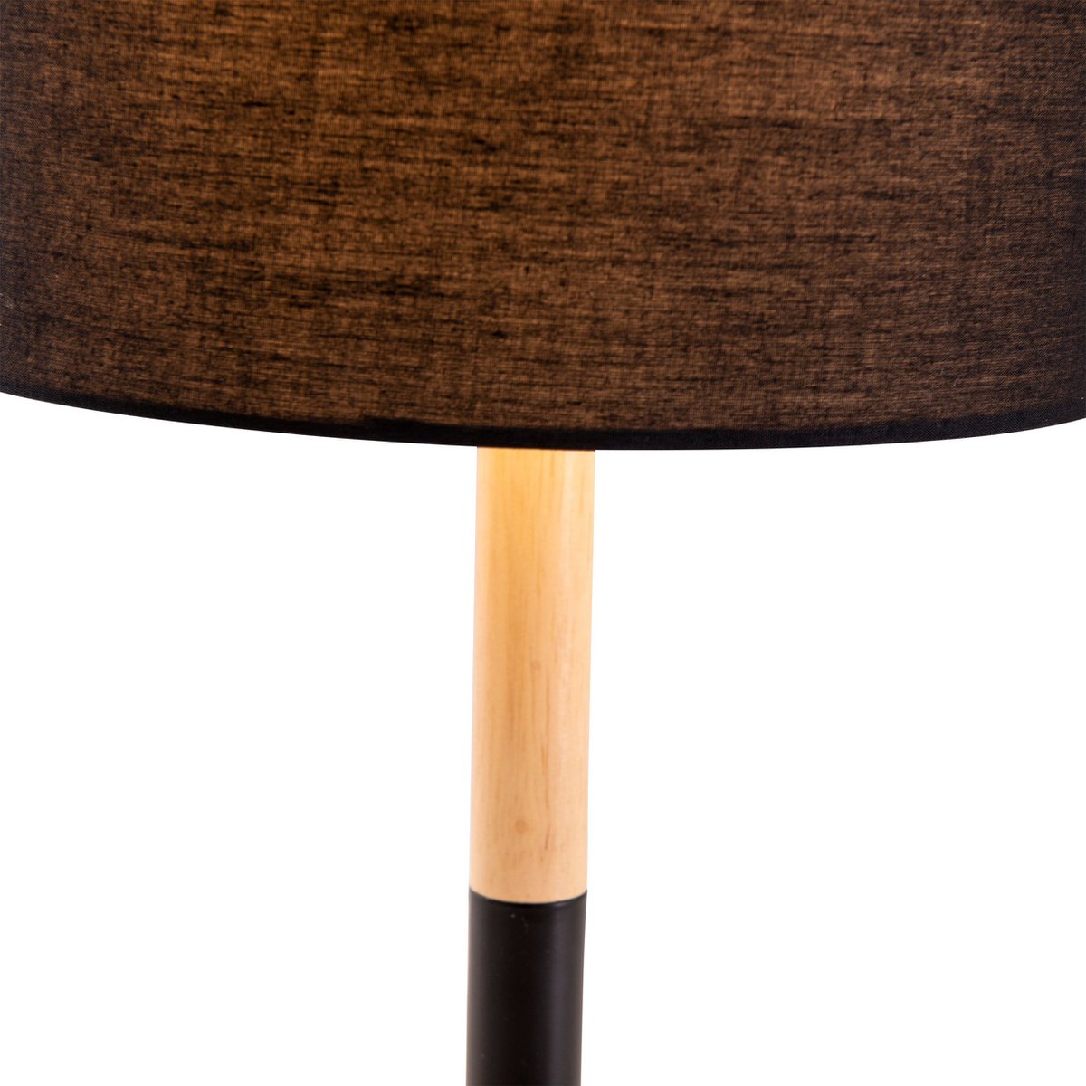Textil-Tischleuchte "TESSILE", Tischlampe aus Metall, Textil und Gummibaumholz in Schwarz,/Natur, mit E14-Fassung, für Esszimmer, Wohnzimmer, Diele oder Büro, 37 cm hoch