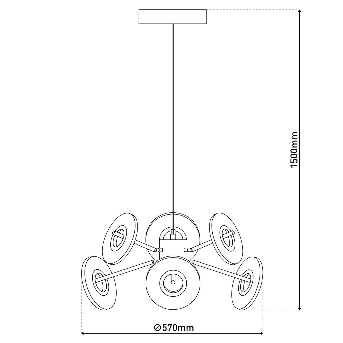 LED Pendelleuchte "DISCUS" aus schwarzem Metall und weißem Kunststoffmit fest verbauten LEDs, Hängelampe für Esszimmer, Wohnzimmer, Diele oder Büro mit einem Øvon ca. 57 cm