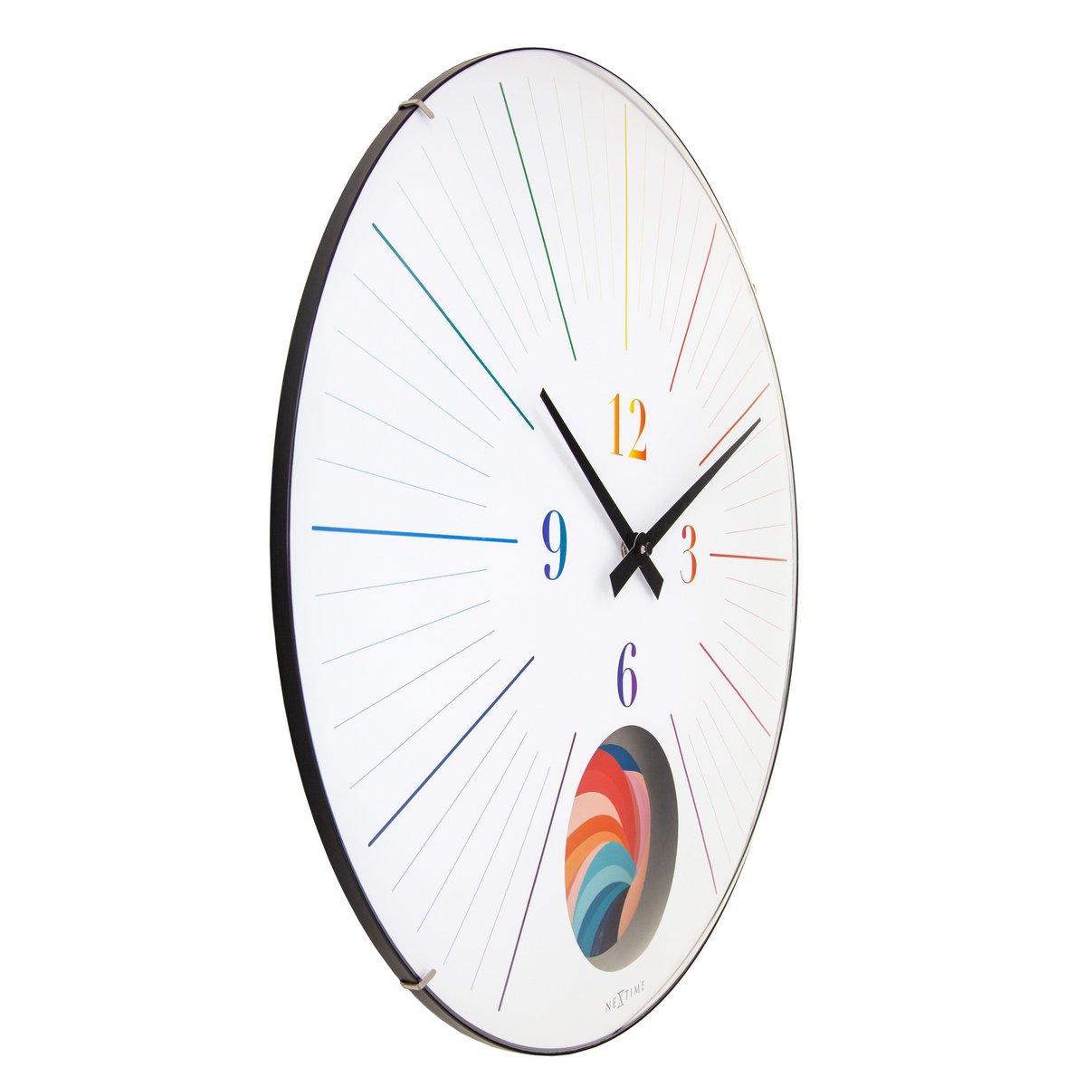 Large Wall Clock 50cm Domed Glass Lens-Silent-Pendulum-NeXtime 'Duomo 50 Pendulum'