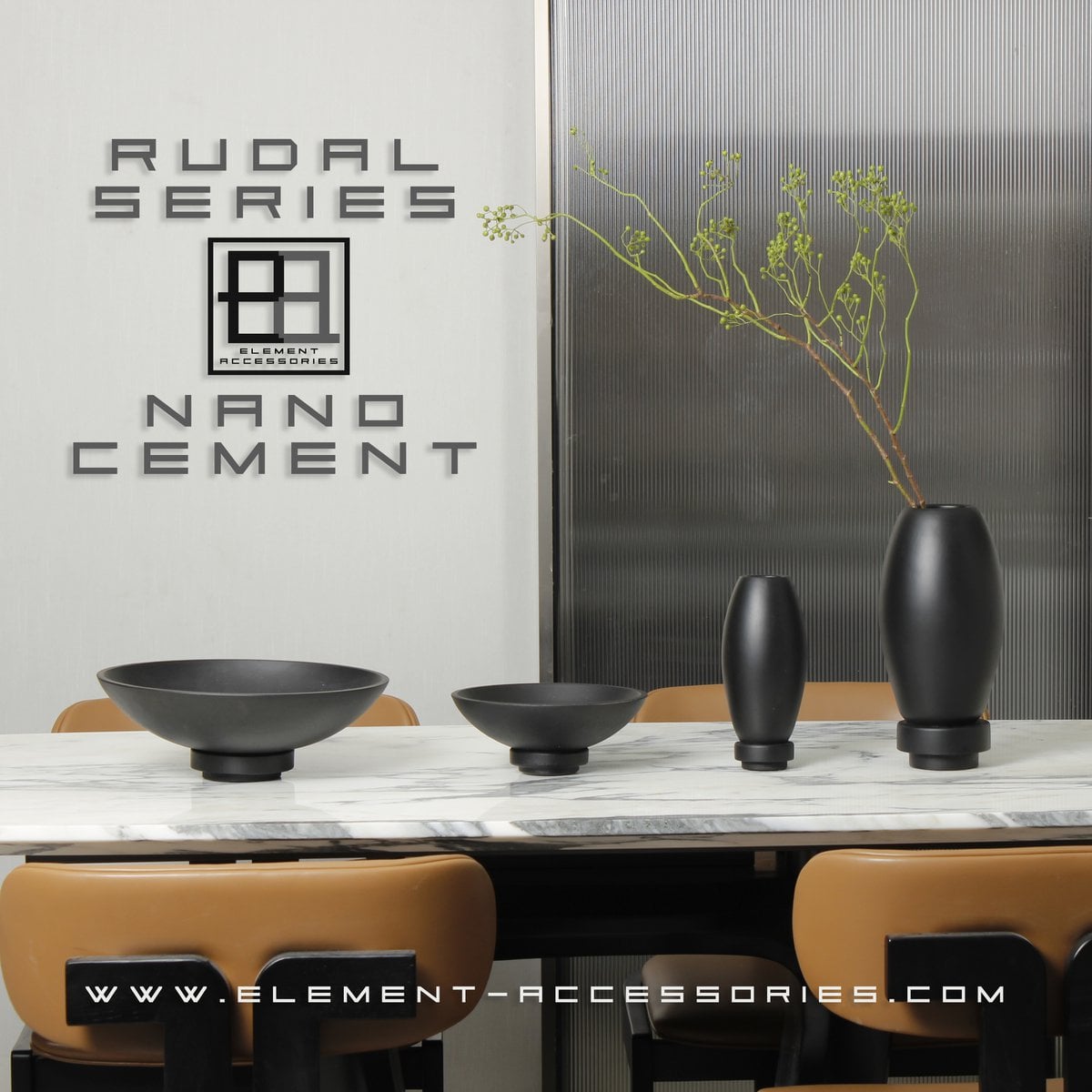 Modern nano cement vase, innovative design. RUD30BK