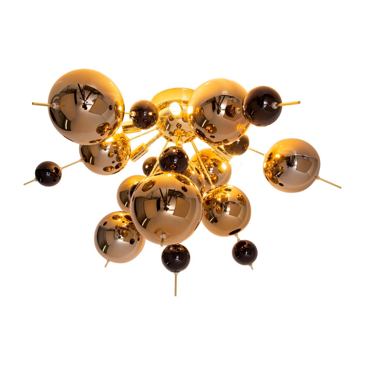 Ceiling lamp "explosion" gold made of metal and glass, G9 versions, ceiling lamp for dining room, living room, hallway or office, Ø57 cm