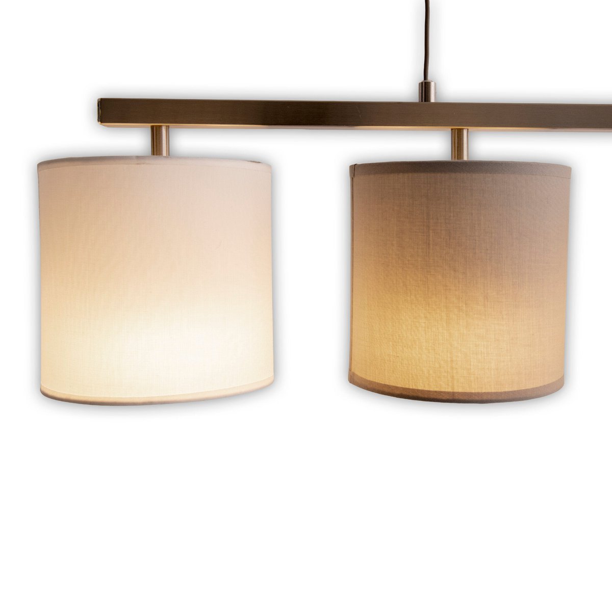 4 pendant lamp "Tilde", classic metal pendulum lamp and textile in gray and white, with E27 frame, height adjustable, 86 cm long, ideal as dining lamp