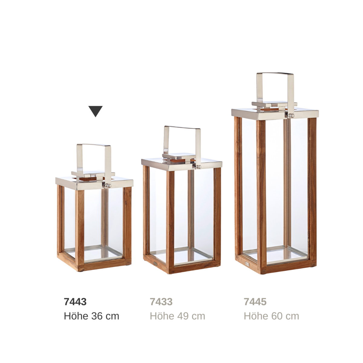 EDZARD lantern Miami with foldable handle, wood and stainless steel shiny nickel-plated, height 45.5 cm