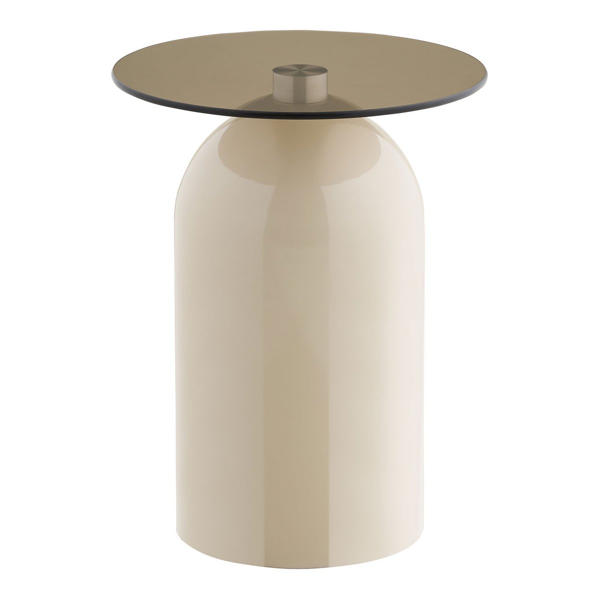 Ravello Side table, tempered glass/metal, grey/beige, ø40x52 cm