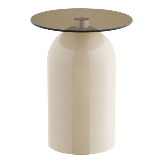 Ravello Side table, tempered glass/metal, grey/beige, ø40x52 cm