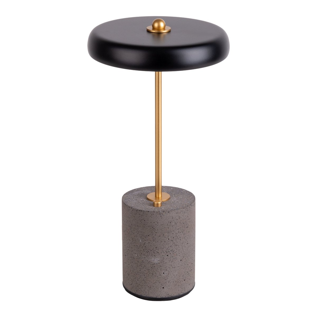 Akku Tischleuchte "SETA" schwarz 30 cm hoch aus Metall und Beton, mit fest verbauter LED