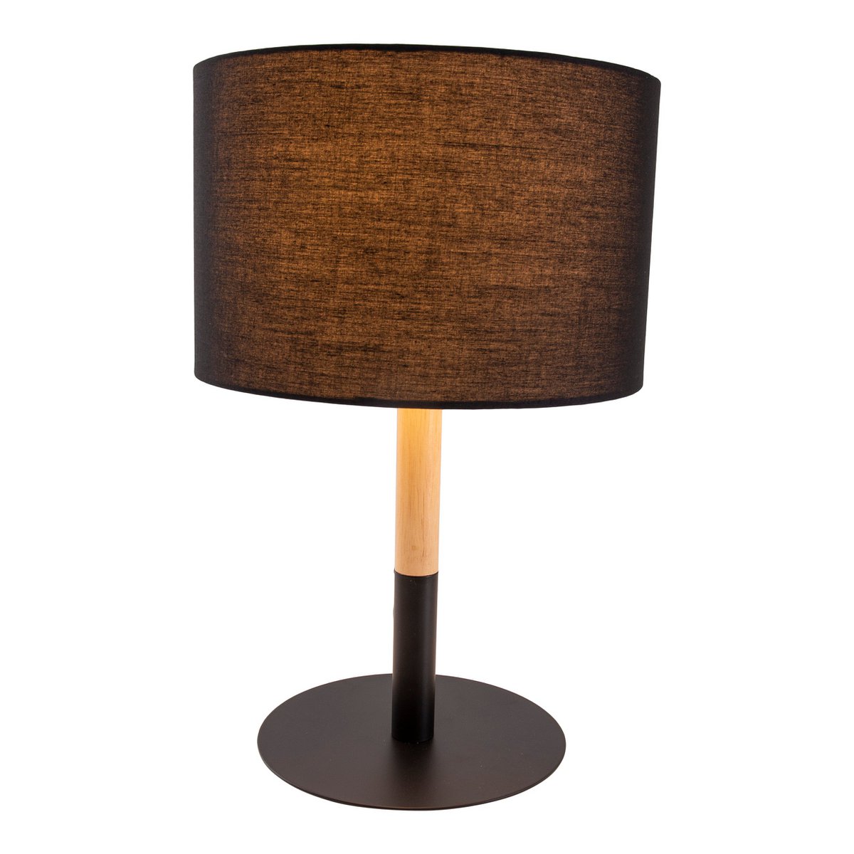Textil-Tischleuchte "TESSILE", Tischlampe aus Metall, Textil und Gummibaumholz in Schwarz,/Natur, mit E14-Fassung, für Esszimmer, Wohnzimmer, Diele oder Büro, 37 cm hoch