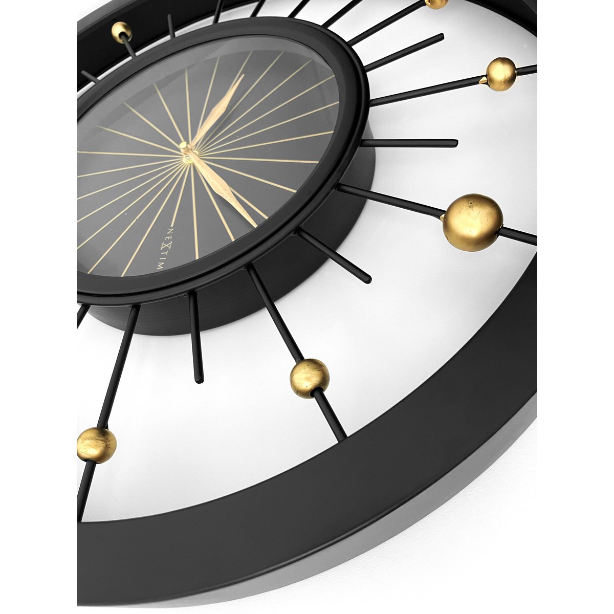 Wall clock 60cm-Silent-Black-Metal-NeXtime 'Orbit'