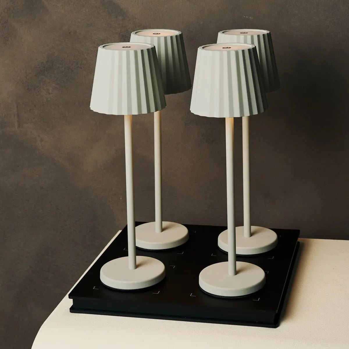 Maya Shadow Grey Ribbed Table Lamp