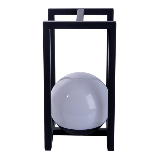 LED-dekorationslampa KALI för balkong och terrass, dekorativ bordslampa i metall och plast i svart, fasta LED-lampor, 30 x 16 x 16 cm