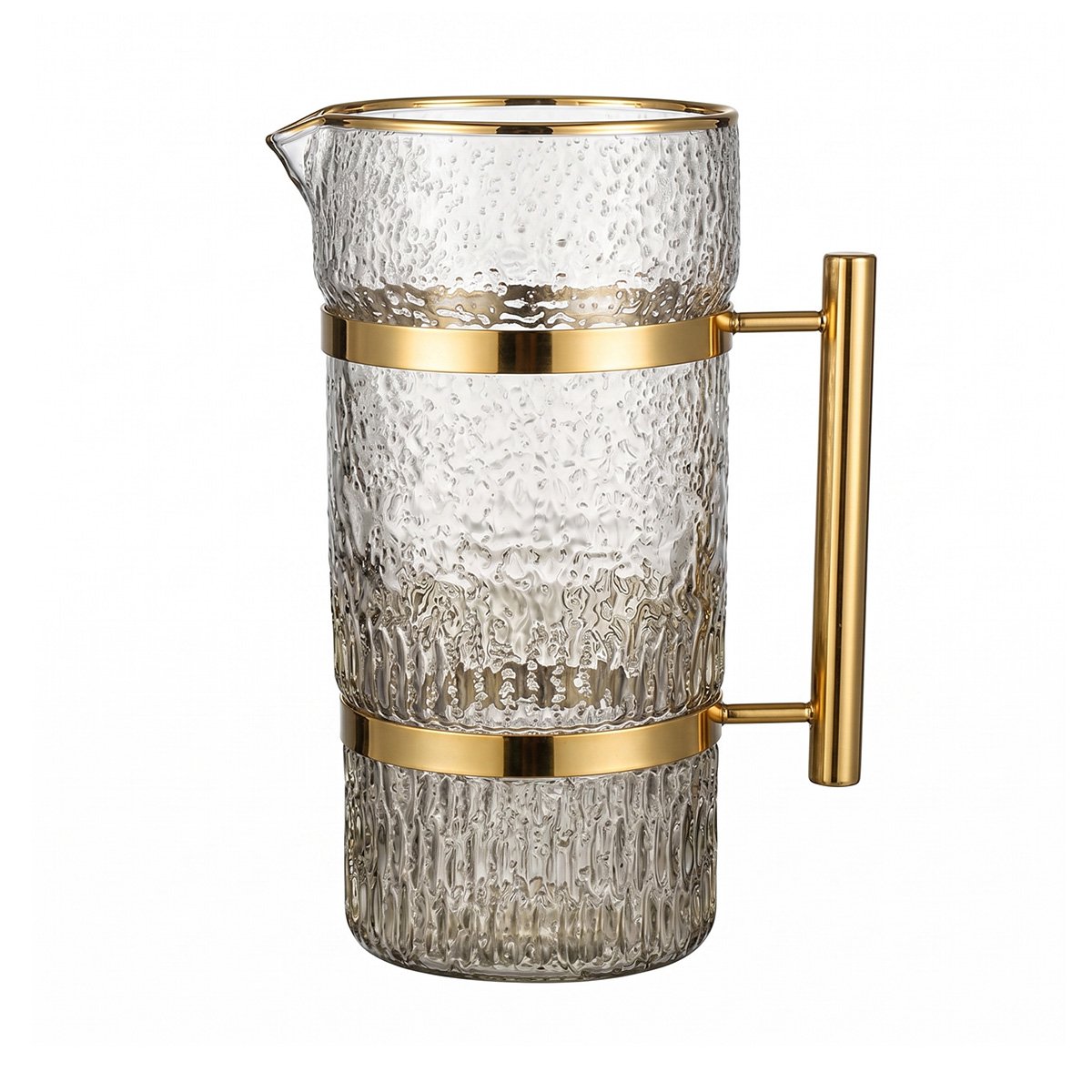Transparent glass pitcher with golden handle