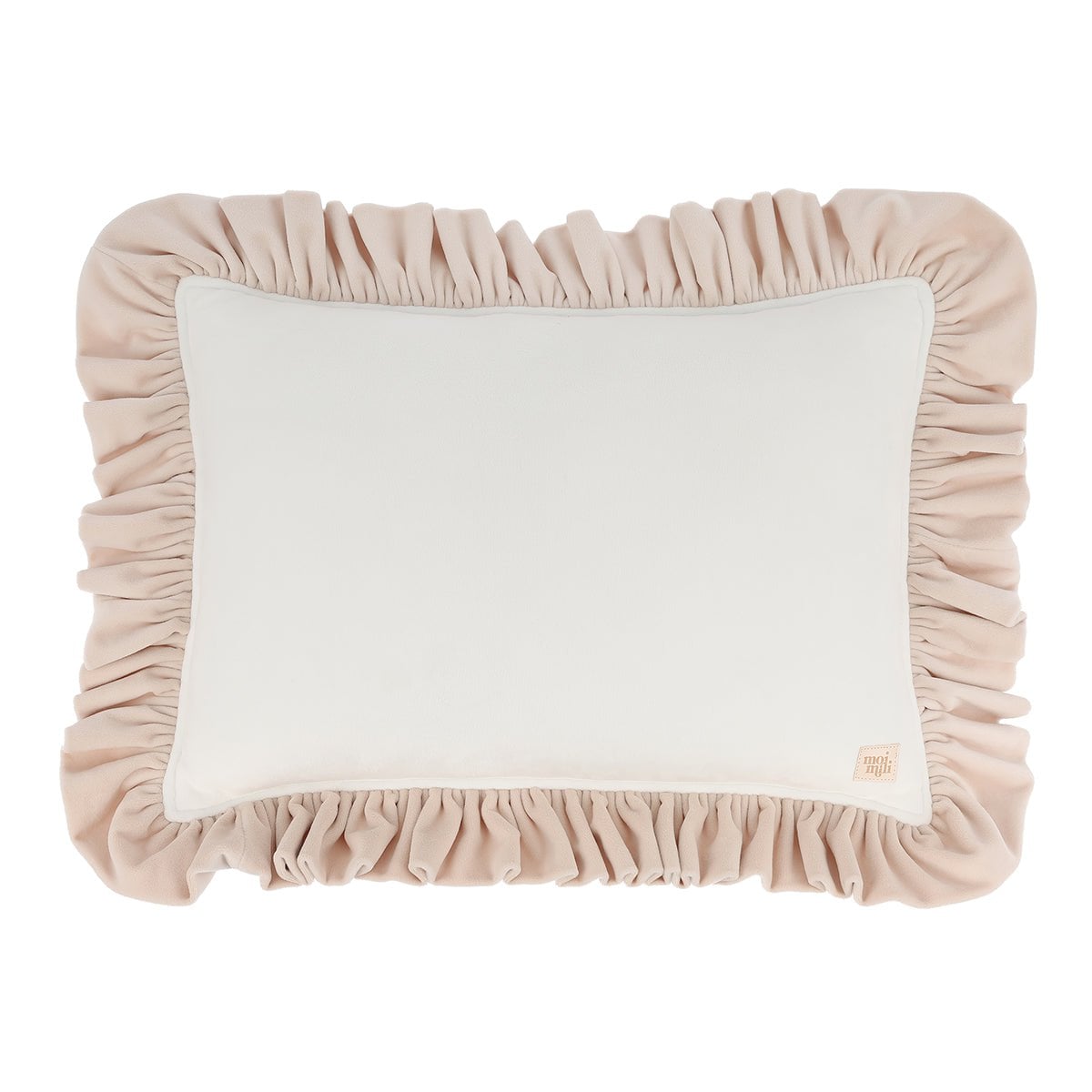 Decorative velvet pillow with frill "Caffé latte"