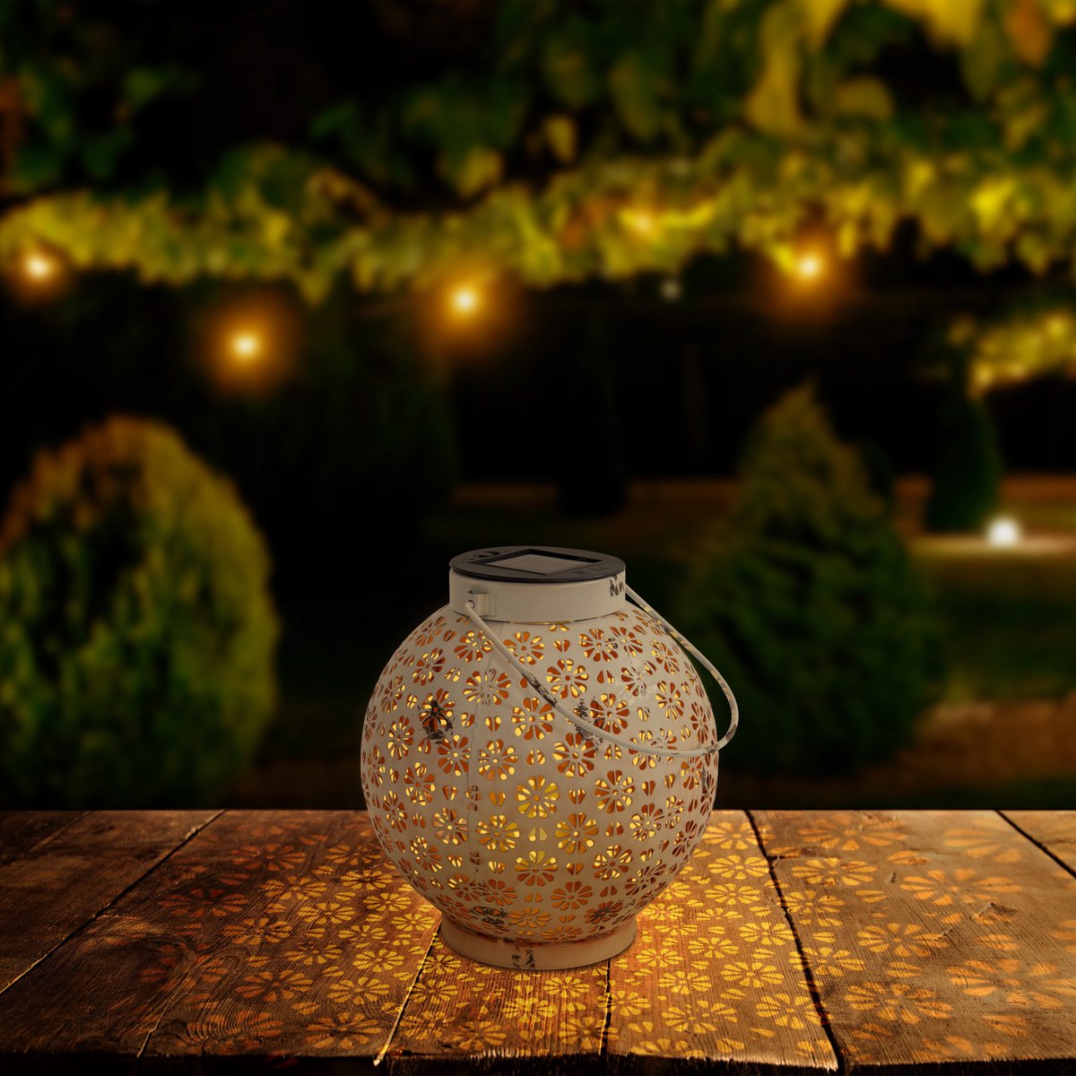 2 Set LED decoration solar light Ø 18 cm outside decoration made of metal in white with integrated LEDs