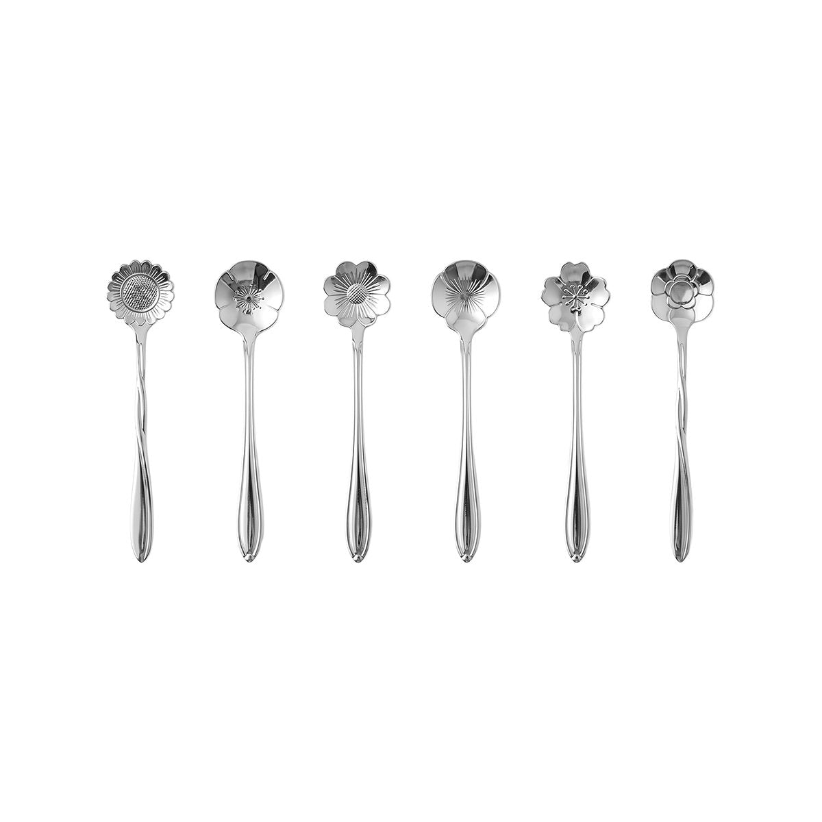 Silk -beacked flower dessert spoon - Lot of 6